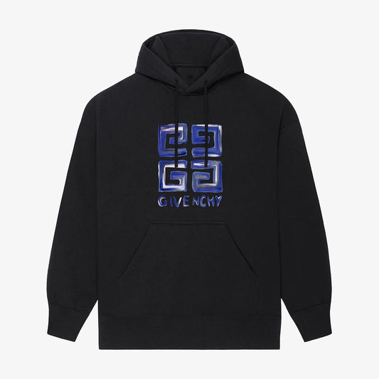 Blue Square Print Hoodie