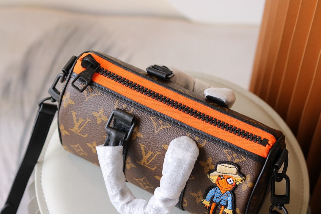 Embroidered Cartoon Character Leather Bag