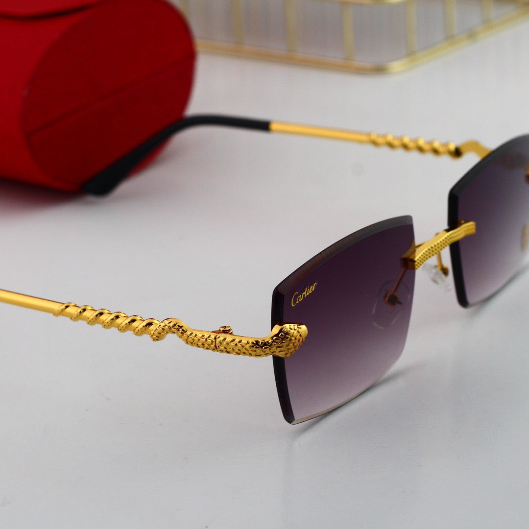 Frameless Square Sunglasses with Snake Design