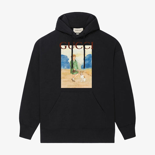 Children And Dogs Print Hoodie