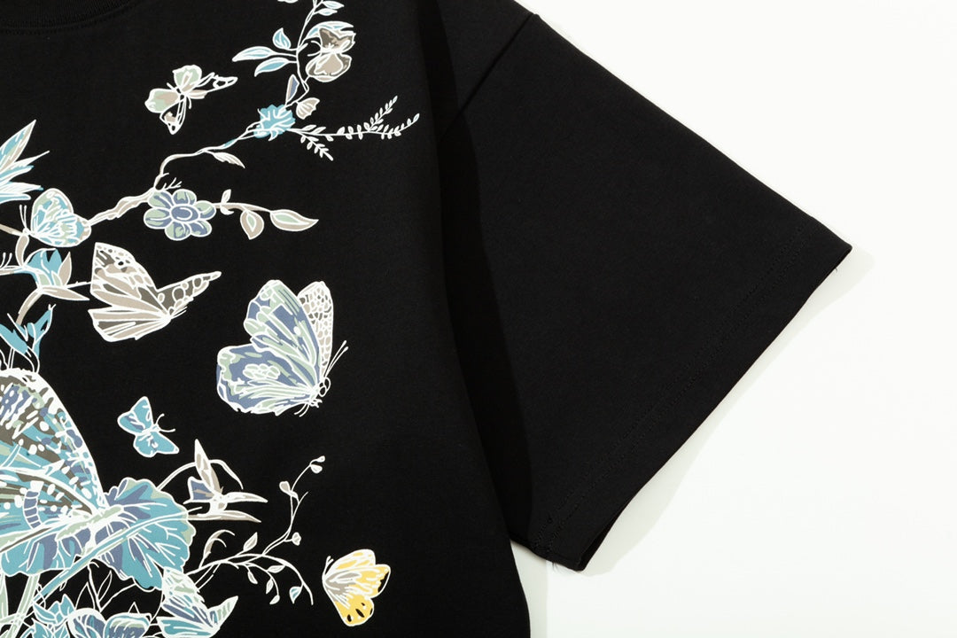 Floral Butterfly Print T shirt