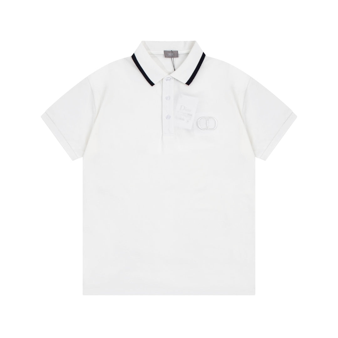 Letter Embroidered Polo Shirt