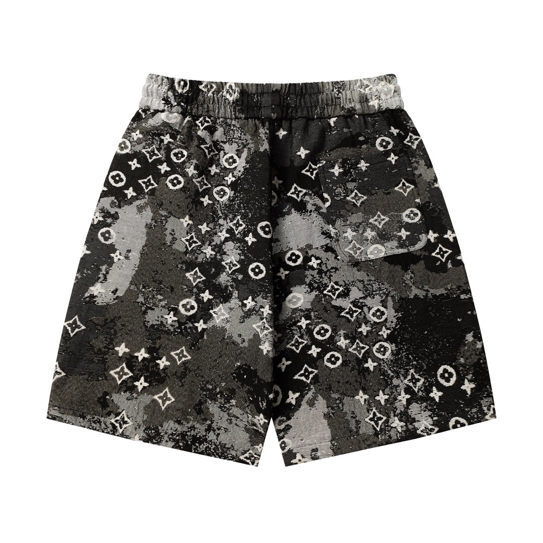 All Over Print Distressed Shorts