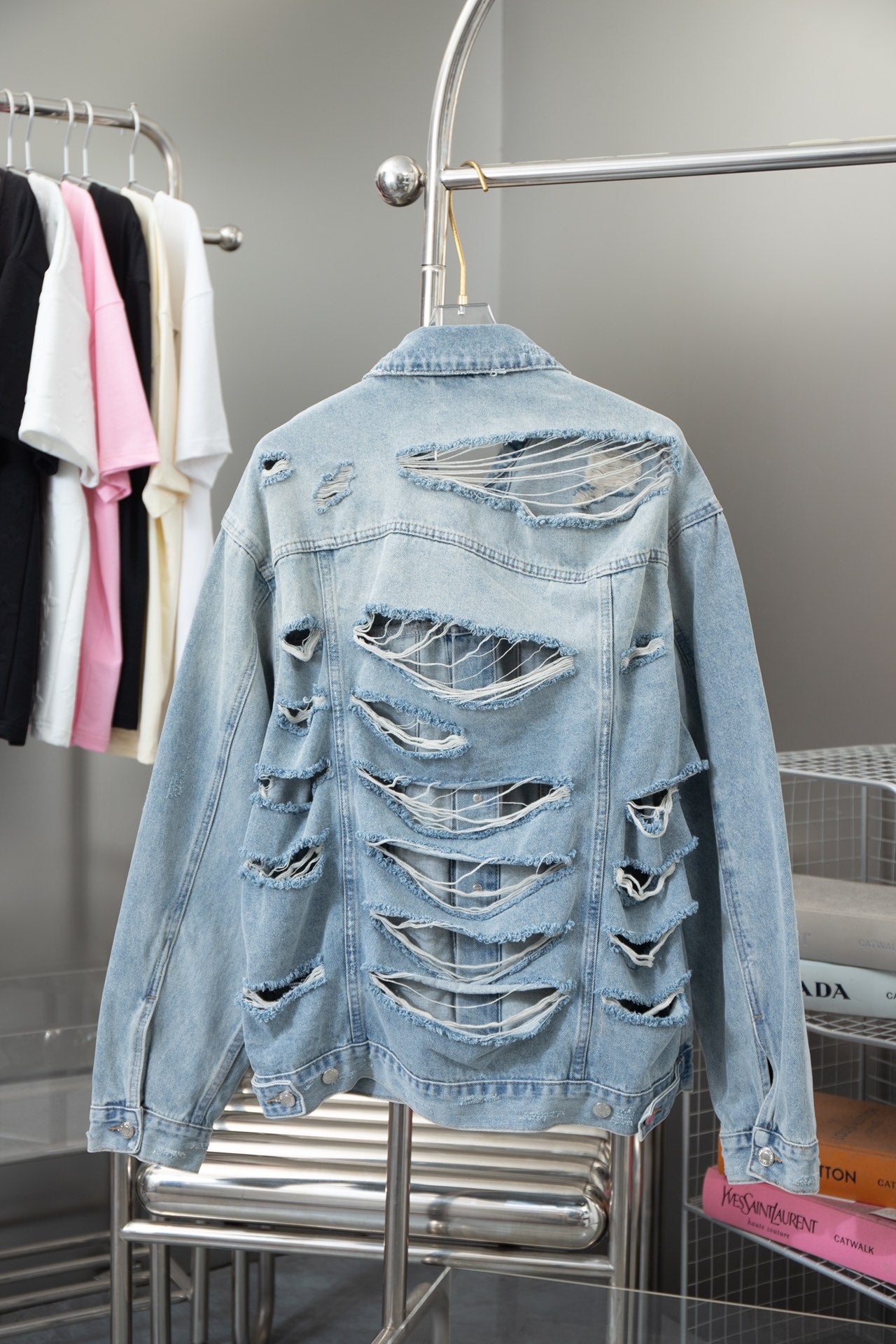 Ripped Denim Loose Jacket